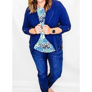 NEW MULTIPLES open front jacket in midnight navy